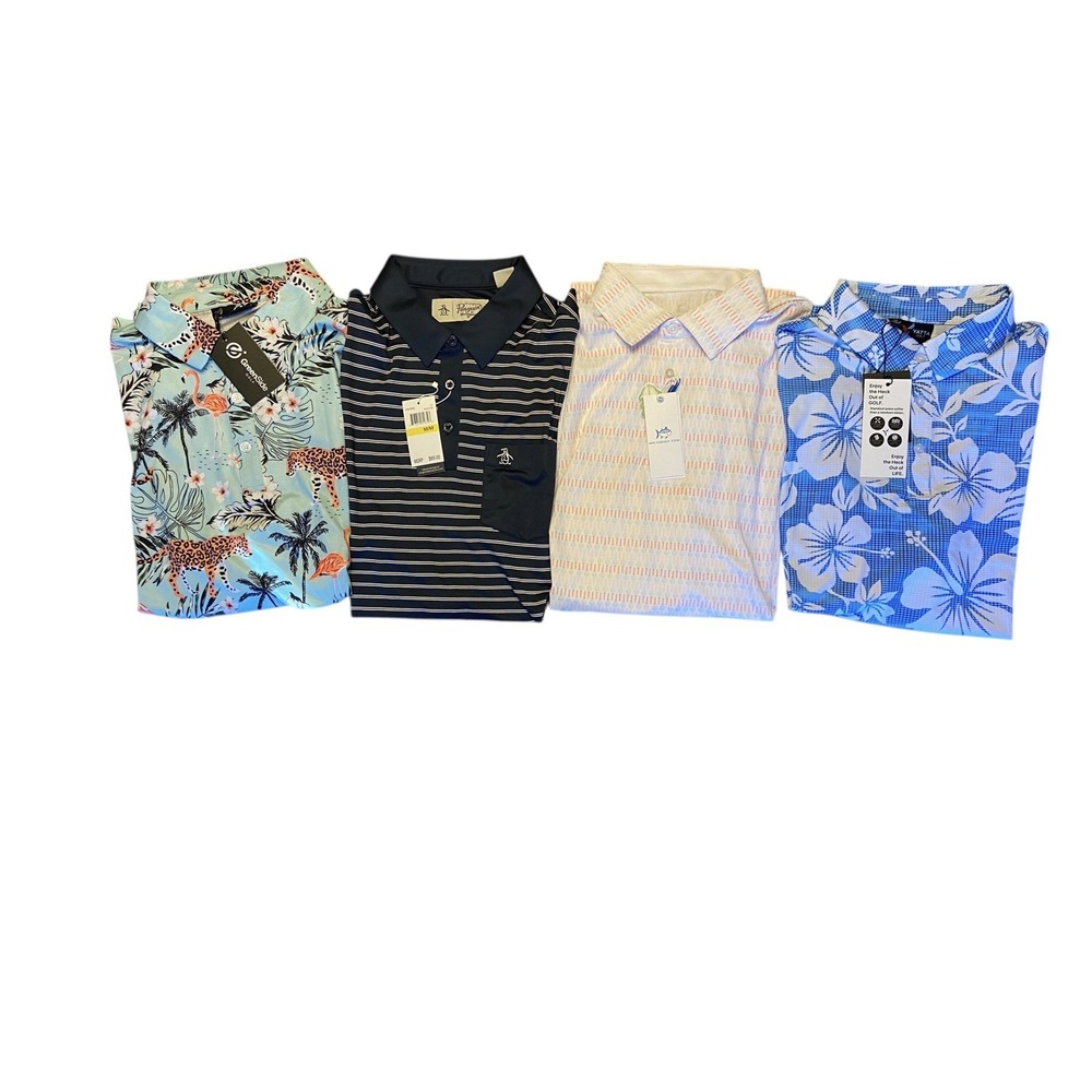 Men's Lot Of 4 Golf Shirts, Greenside, Penguin,Southern Tide, Yatta New Size Med